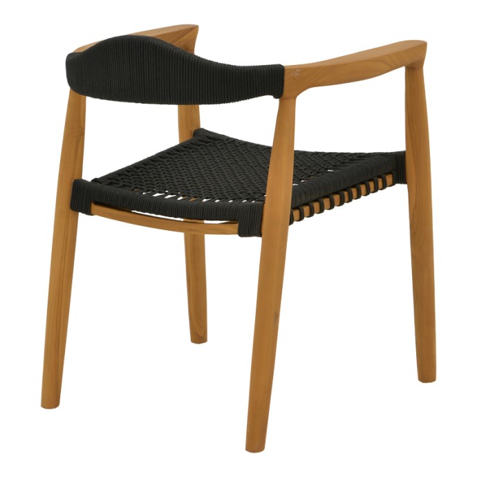 GANNY ΠΟΛΥΘΡΟΝΑ 59X56X71ΕΚ TEAK ΞΥΛΟ ΚΑΙ ΣΧΟΙΝΙ ΣΕ ΜΑΥΡΗ ΑΠΟΧΡΩΣΗ 