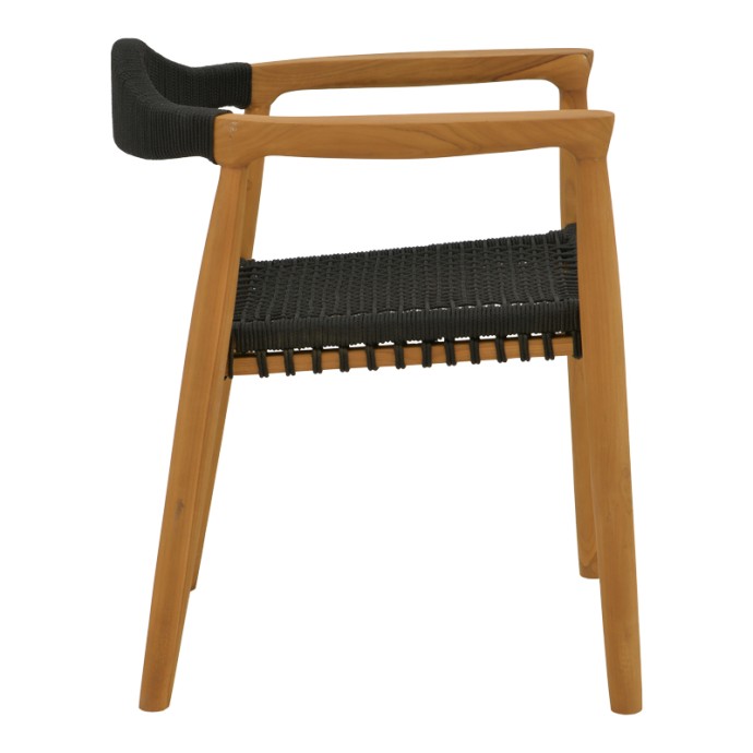 GANNY ΠΟΛΥΘΡΟΝΑ 59X56X71ΕΚ TEAK ΞΥΛΟ ΚΑΙ ΣΧΟΙΝΙ ΣΕ ΜΑΥΡΗ ΑΠΟΧΡΩΣΗ 