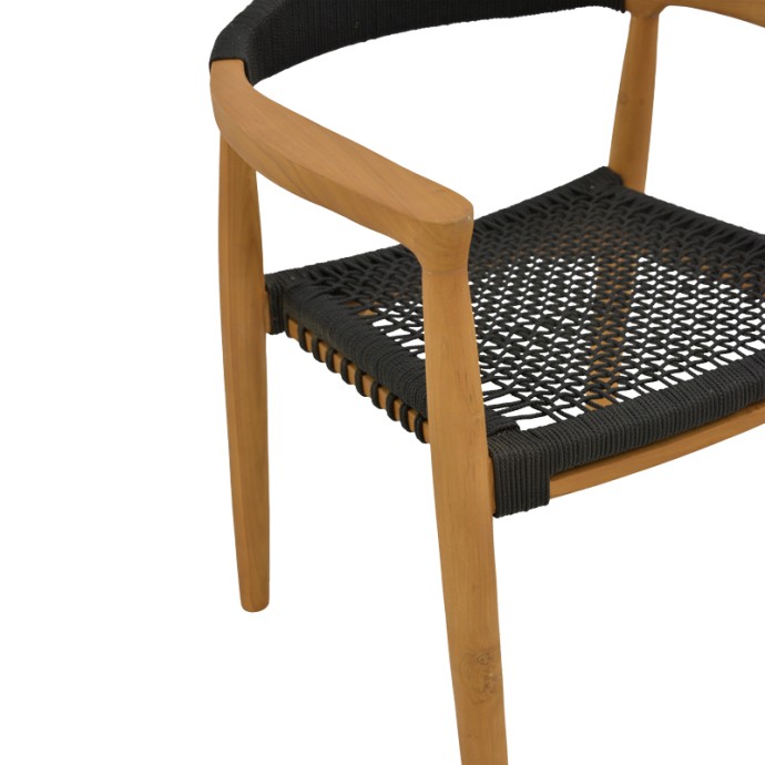 GANNY ΠΟΛΥΘΡΟΝΑ 59X56X71ΕΚ TEAK ΞΥΛΟ ΚΑΙ ΣΧΟΙΝΙ ΣΕ ΜΑΥΡΗ ΑΠΟΧΡΩΣΗ 