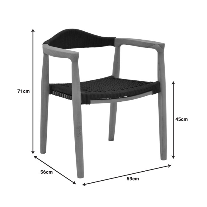 GANNY ΠΟΛΥΘΡΟΝΑ 59X56X71ΕΚ TEAK ΞΥΛΟ ΚΑΙ ΣΧΟΙΝΙ ΣΕ ΜΑΥΡΗ ΑΠΟΧΡΩΣΗ 