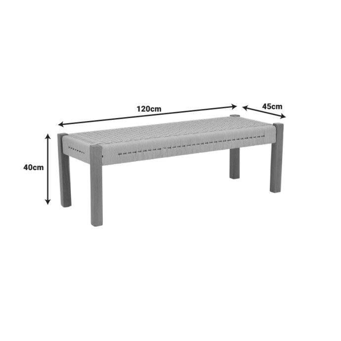 UMA ΠΑΓΚΑΚΙ 120X45X40ΕΚ TEAK ΞΥΛΟ ΚΑΙ ΣΧΟΙΝΙ ΣΕ ΦΥΣΙΚΗ ΑΠΟΧΡΩΣΗ 