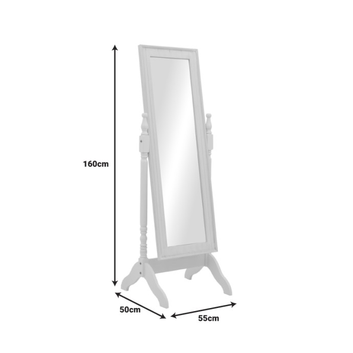 MALONE ΚΑΘΡΕΠΤΗΣ  INART MDF 55X50X160ΕΚ ΛΕΥΚΟ ΑΝΤΙΚΕ 