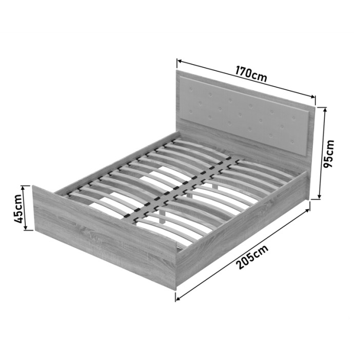 ΔΙΠΛΟ ΚΡΕΒΑΤΙ VITA PLUS (ΓΙΑ ΣΤΡΩΜΑ 160X200ΕΚ) SONOMA 