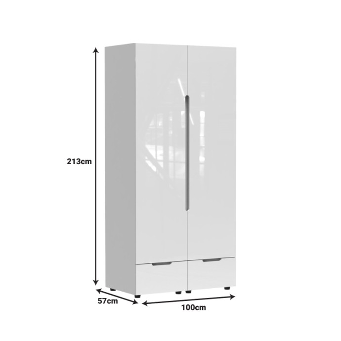 AFINA ΝΤΟΥΛΑΠΑ ΔΙΦΥΛΛΗ 100X57X213ΕΚ MDF ΛΕΥΚΟ GLOSSY 