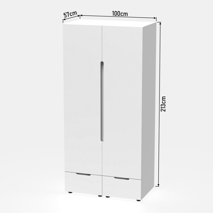 AFINA ΝΤΟΥΛΑΠΑ ΔΙΦΥΛΛΗ 100X57X213ΕΚ MDF ΛΕΥΚΟ GLOSSY 