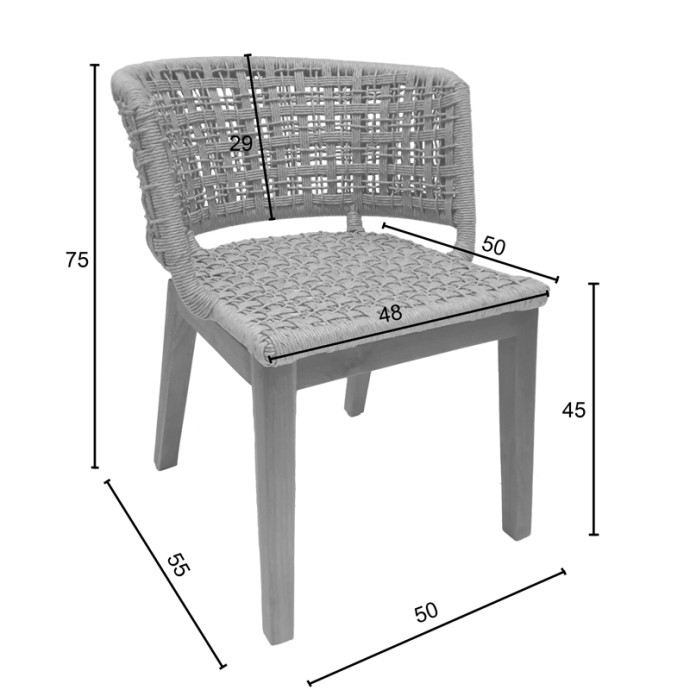 MILOU ΚΑΡΕΚΛΑ 59X65X73ΕΚ TEAK ΞΥΛΟ ΚΑΙ ΣΥΝΘΕΤΙΚΟ ΣΧΟΙΝΙ ΣΕ ΦΥΣΙΚΗ ΑΠΟΧΡΩΣΗ 