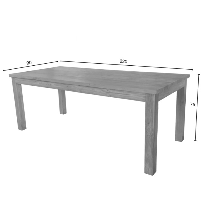 WOOLY ΤΡΑΠΕΖΙ 220X90X75ΕΚ TEAK ΞΥΛΟ ΣΕ ΦΥΣΙΚΗ ΑΠΟΧΡΩΣΗ 