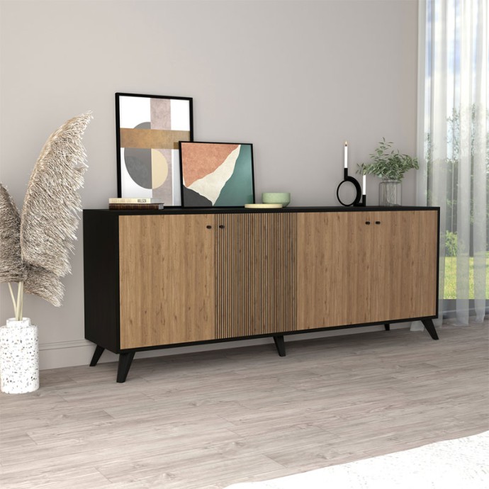 FLIPTER ΜΠΟΥΦΕΣ ΜΕΛΑΜΙΝΗΣ OAK-ΜΑΥΡΟ 180X40X78,6ΕΚ