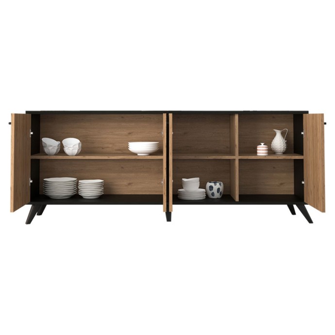 FLIPTER ΜΠΟΥΦΕΣ ΜΕΛΑΜΙΝΗΣ OAK-ΜΑΥΡΟ 180X40X78,6ΕΚ