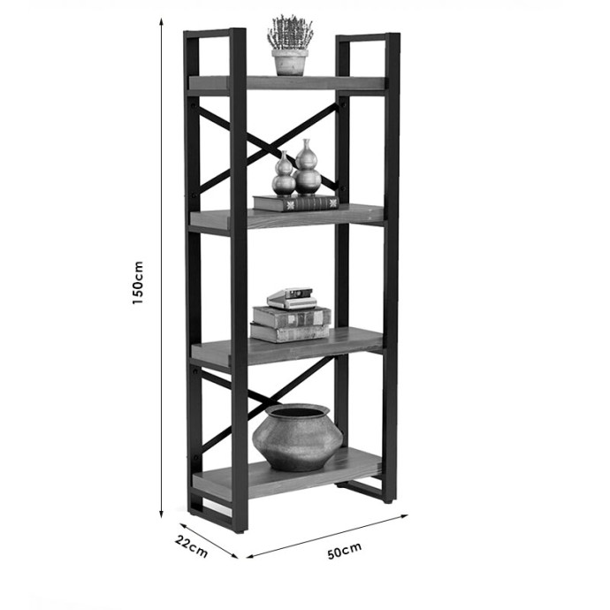 CRIMSON ΒΙΒΛΙΟΘΗΚΗ 50x22x150εκ ΚΑΡΥΔΙ-ΜΑΥΡΟ 