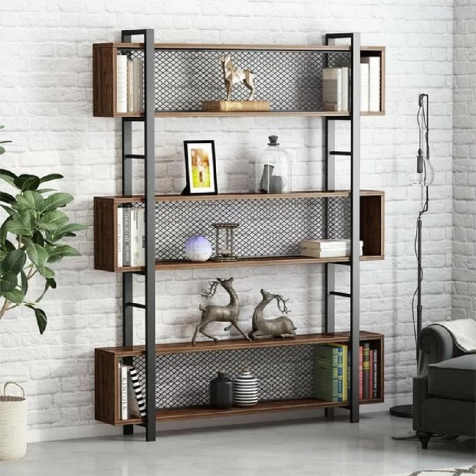 FIFER ΒΙΒΛΙΟΘΗΚΗ 120x27x185εκ ΚΑΡΥΔΙ-ΜΑΥΡΟ