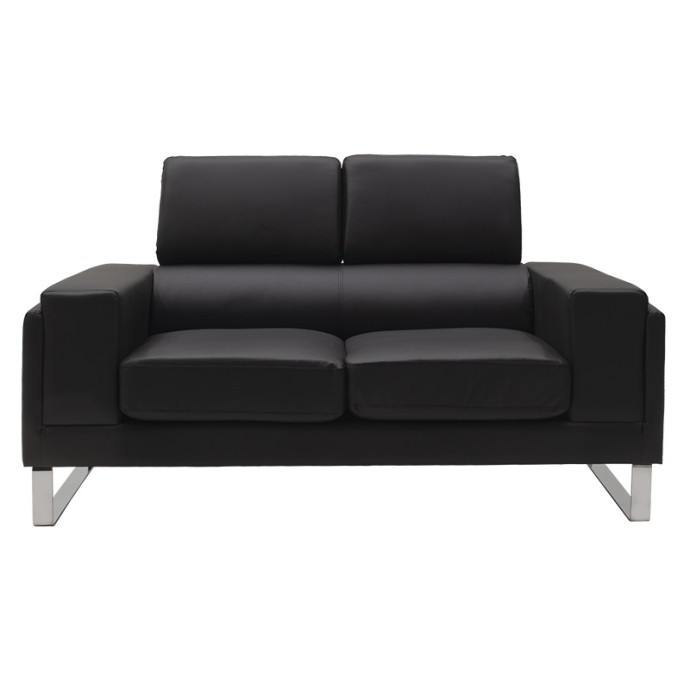 SHEA 2ΘΕΣΙΟΣ ΚΑΝΑΠΕΣ 158x80x87εκ PU ΜΑΥΡΟ-INOX 