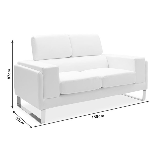 SHEA 2ΘΕΣΙΟΣ ΚΑΝΑΠΕΣ 158x80x87εκ PU ΜΑΥΡΟ-INOX 