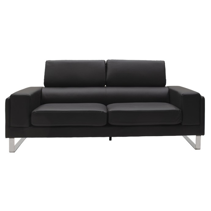 SHEA 3ΘΕΣΙΟΣ ΚΑΝΑΠΕΣ 198X80X87ΕΚ PU ΜΑΥΡΟ-INOX 