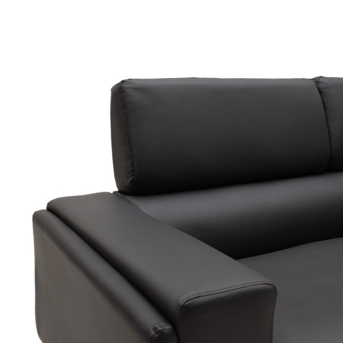 SHEA 3ΘΕΣΙΟΣ ΚΑΝΑΠΕΣ 198X80X87ΕΚ PU ΜΑΥΡΟ-INOX 