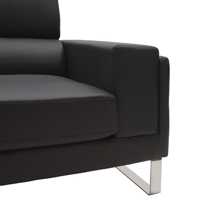 SHEA 3ΘΕΣΙΟΣ ΚΑΝΑΠΕΣ 198X80X87ΕΚ PU ΜΑΥΡΟ-INOX 