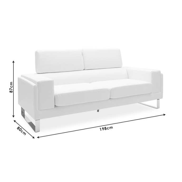 SHEA 3ΘΕΣΙΟΣ ΚΑΝΑΠΕΣ 198X80X87ΕΚ PU ΜΑΥΡΟ-INOX 