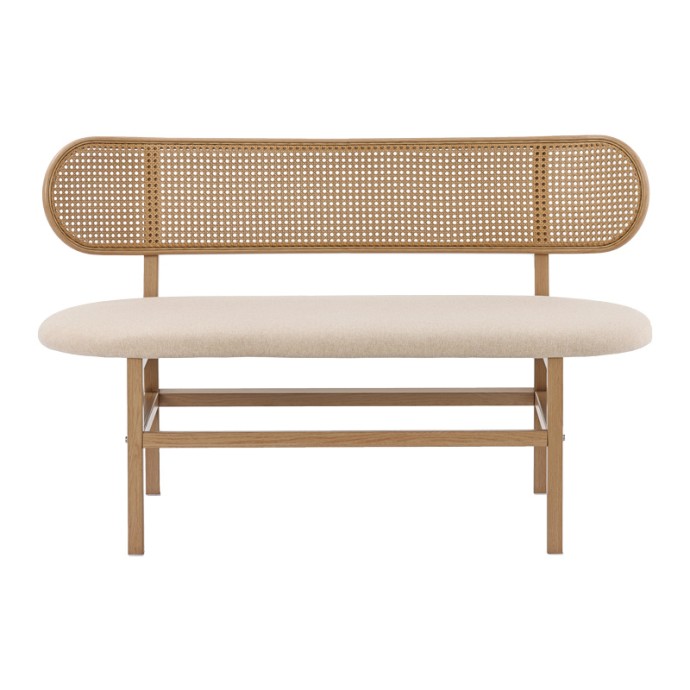 ENRICO 2ΘΕΣΙΟΣ ΚΑΝΑΠΕΣ 121x51.5x75εκ ΦΥΣΙΚΟ PE RATTAN-ΜΠΕΖ ΥΦΑΣΜΑ-ΦΥΣΙΚΟ ΜΕΤΑΛΛΟ