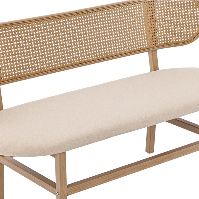 ENRICO 2ΘΕΣΙΟΣ ΚΑΝΑΠΕΣ 121x51.5x75εκ ΦΥΣΙΚΟ PE RATTAN-ΜΠΕΖ ΥΦΑΣΜΑ-ΦΥΣΙΚΟ ΜΕΤΑΛΛΟ