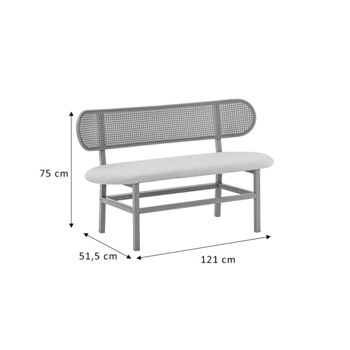 ENRICO 2ΘΕΣΙΟΣ ΚΑΝΑΠΕΣ 121x51.5x75εκ ΦΥΣΙΚΟ PE RATTAN-ΜΠΕΖ ΥΦΑΣΜΑ-ΦΥΣΙΚΟ ΜΕΤΑΛΛΟ
