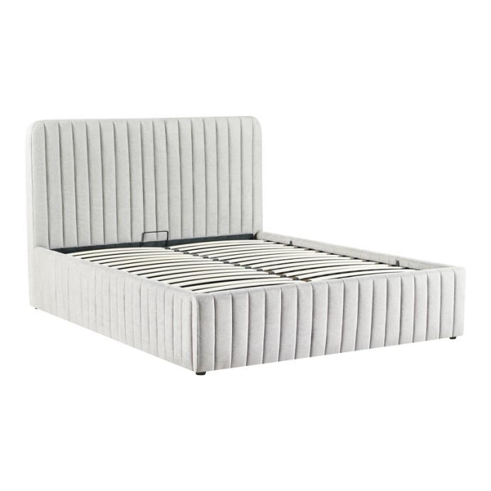 ZILIN ΚΡΕΒΑΤΙ ΔΙΠΛΟ (ΓΙΑ ΣΤΡΩΜΑ 160X200ΕΚ) ΥΦΑΣΜΑ ΓΚΡΙ-ΜΠΕΖ 