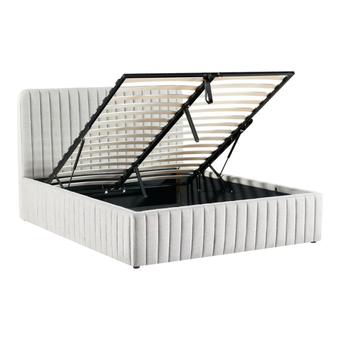 ZILIN ΚΡΕΒΑΤΙ ΔΙΠΛΟ (ΓΙΑ ΣΤΡΩΜΑ 160X200ΕΚ) ΥΦΑΣΜΑ ΓΚΡΙ-ΜΠΕΖ 