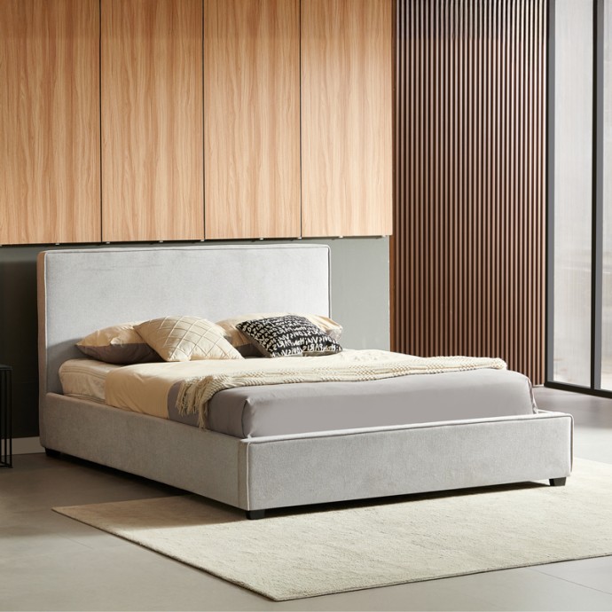 BEDKA ΚΡΕΒΑΤΙ ΔΙΠΛΟ (ΓΙΑ ΣΤΡΩΜΑ 160x200cm) ΥΦΑΣΜΑ ΓΚΡΙ 