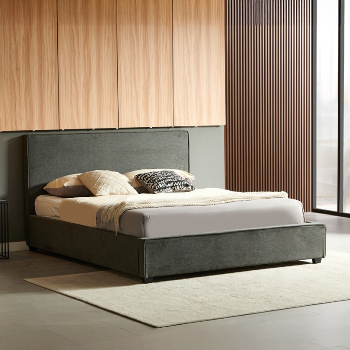 BEDKA ΔΙΠΛΟ ΚΡΕΒΑΤΙ (ΓΙΑ ΣΤΡΩΜΑ 160x200cm) ΥΦΑΣΜΑ ΑΝΘΡΑΚΙ 