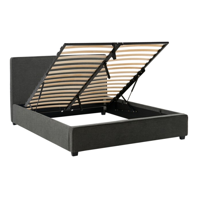 BEDKA ΔΙΠΛΟ ΚΡΕΒΑΤΙ (ΓΙΑ ΣΤΡΩΜΑ 160x200cm) ΥΦΑΣΜΑ ΑΝΘΡΑΚΙ 