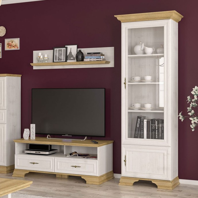 JADEN ΒΙΤΡΙΝΑ 70,5X43X197,5ΕΚ GOLDEN OAK-ΛΕΥΚΟ ANTIQUE 