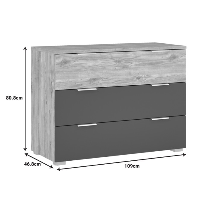 KANTRI ΣΥΡΤΑΡΙΕΡΑ 109X46.8X80.8ΕΚ SONOMA - ΓΚΡΙ ΑΠΟΧΡΩΣΗ 
