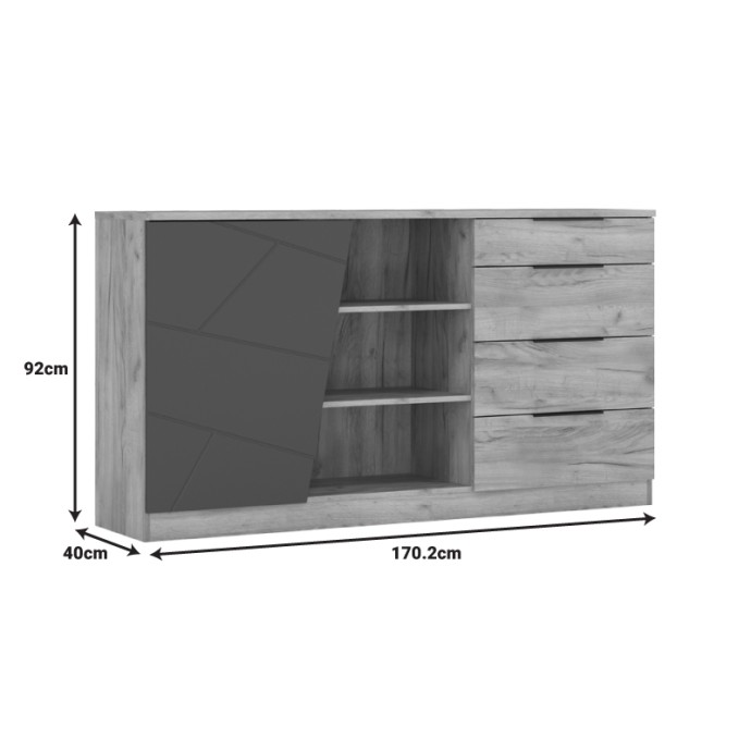 PHOEBE ΜΠΟΥΦΕΣ 170.2X40X92ΕΚ SONOMA - ΓΚΡΙ 