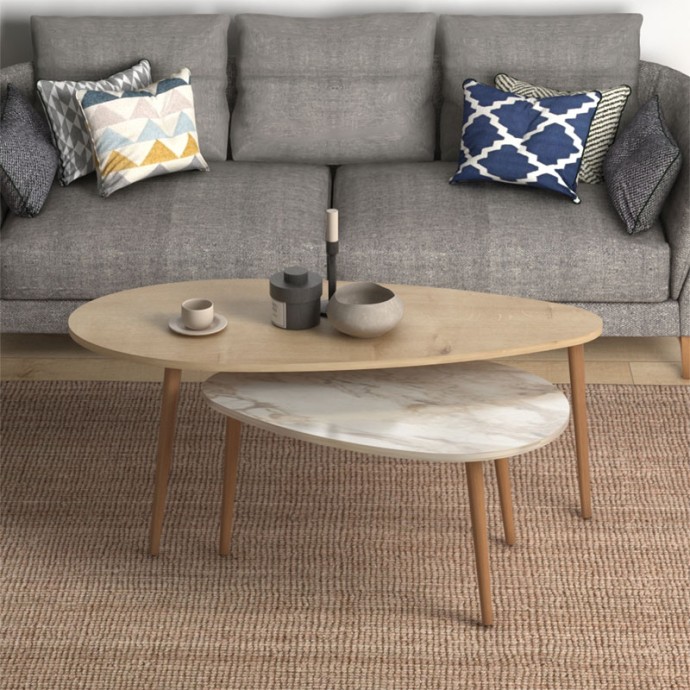 MONTY ΤΡΑΠΕΖΙ ΣΑΛΟΝΙΟΥ 116X46X46ΕΚ OAK-ΜΠΕΖ ΜΑΡΜΑΡΟΥ 