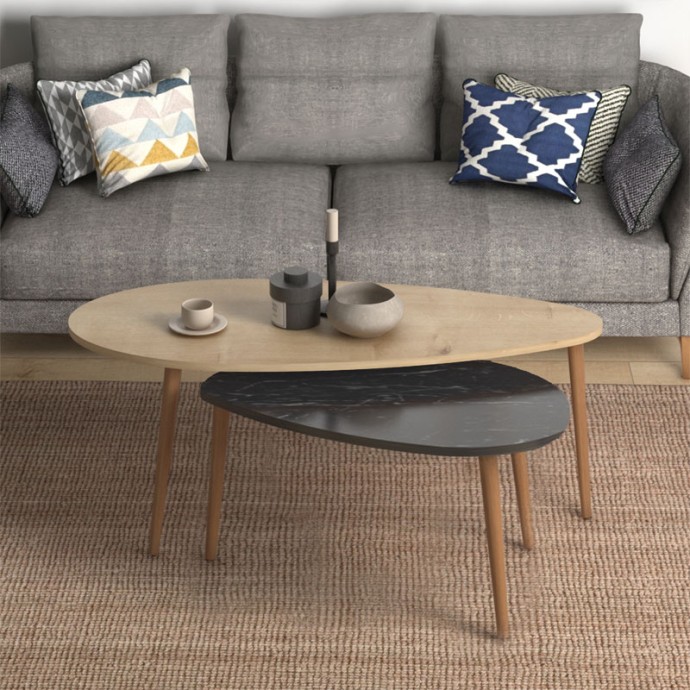 MONTY ΤΡΑΠΕΖΙ ΣΑΛΟΝΙΟΥ 116X46X46ΕΚ OAK-ΜΑΥΡΟ ΜΑΡΜΑΡΟΥ 