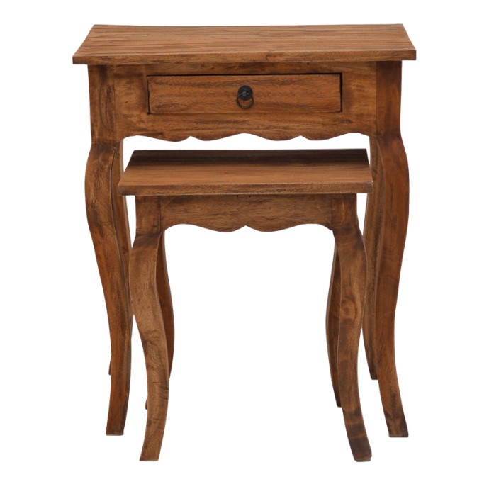 NESTO ΚΟΝΣΟΛΑ 55x35xY65cm ΜΕ ΒΟΗΘΗΤΙΚΟ ΤΡΑΠΕΖΑΚΙ 40x30xY46cm ΣΕΤ 2 ΤΕΜ ΦΥΣΙΚΟ ΑΝΤΙΚΕ ΜΑΟΝΙ ΞΥΛΟ