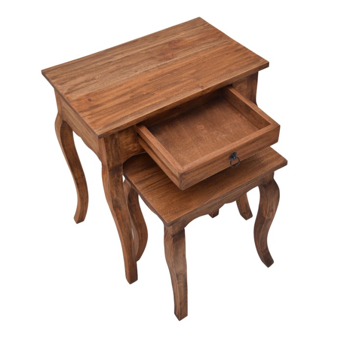 NESTO ΚΟΝΣΟΛΑ 55x35xY65cm ΜΕ ΒΟΗΘΗΤΙΚΟ ΤΡΑΠΕΖΑΚΙ 40x30xY46cm ΣΕΤ 2 ΤΕΜ ΦΥΣΙΚΟ ΑΝΤΙΚΕ ΜΑΟΝΙ ΞΥΛΟ
