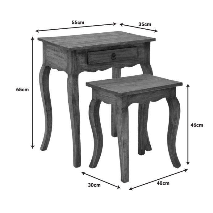 NESTO ΚΟΝΣΟΛΑ 55x35xY65cm ΜΕ ΒΟΗΘΗΤΙΚΟ ΤΡΑΠΕΖΑΚΙ 40x30xY46cm ΣΕΤ 2 ΤΕΜ ΦΥΣΙΚΟ ΑΝΤΙΚΕ ΜΑΟΝΙ ΞΥΛΟ