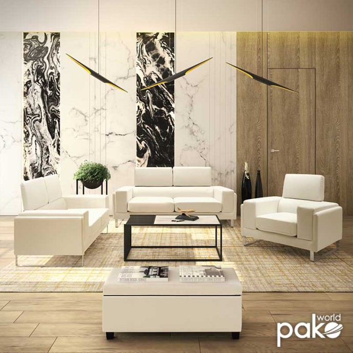 SHEA 3ΘΕΣΙΟΣ ΚΑΝΑΠΕΣ 198x80x87εκ PU IVORY-INOX 