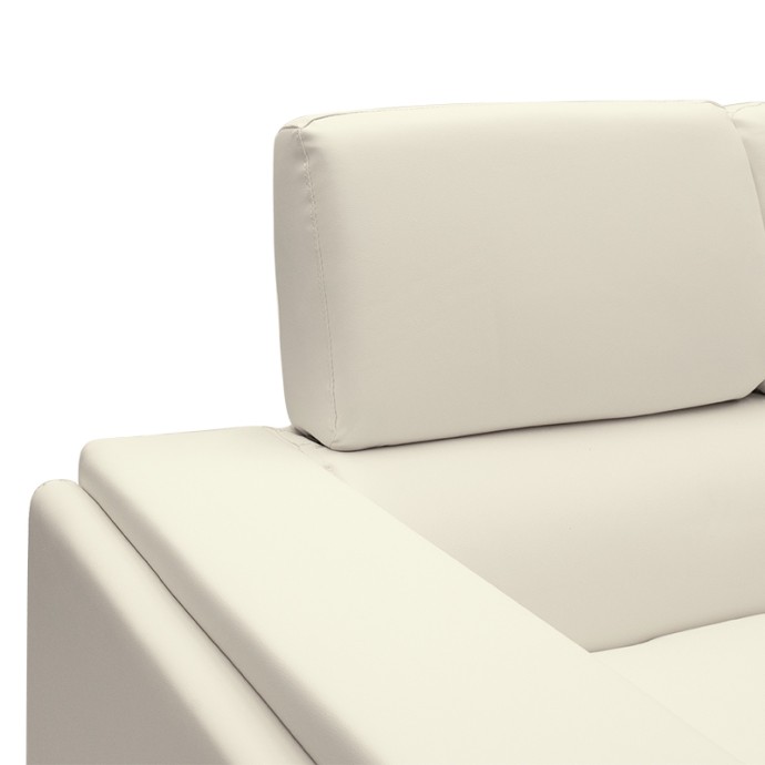 SHEA 3ΘΕΣΙΟΣ ΚΑΝΑΠΕΣ 198x80x87εκ PU IVORY-INOX 