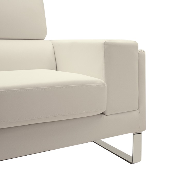 SHEA 3ΘΕΣΙΟΣ ΚΑΝΑΠΕΣ 198x80x87εκ PU IVORY-INOX 