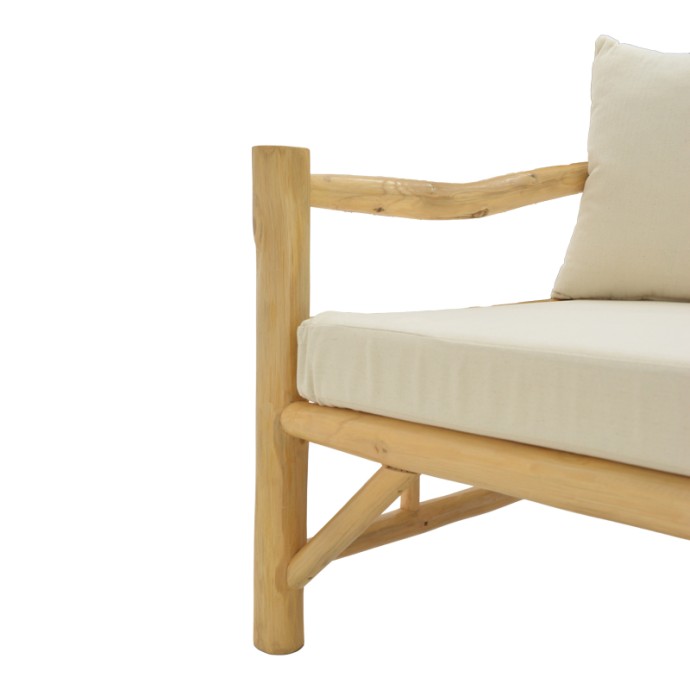 ΚΑΝΑΠΕΣ ROZIANA 210X100X80ΕΚ ΦΥΣΙΚΟ TEAK ΞΥΛΟ 