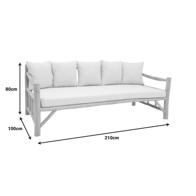 ΚΑΝΑΠΕΣ ROZIANA 210X100X80ΕΚ ΦΥΣΙΚΟ TEAK ΞΥΛΟ 
