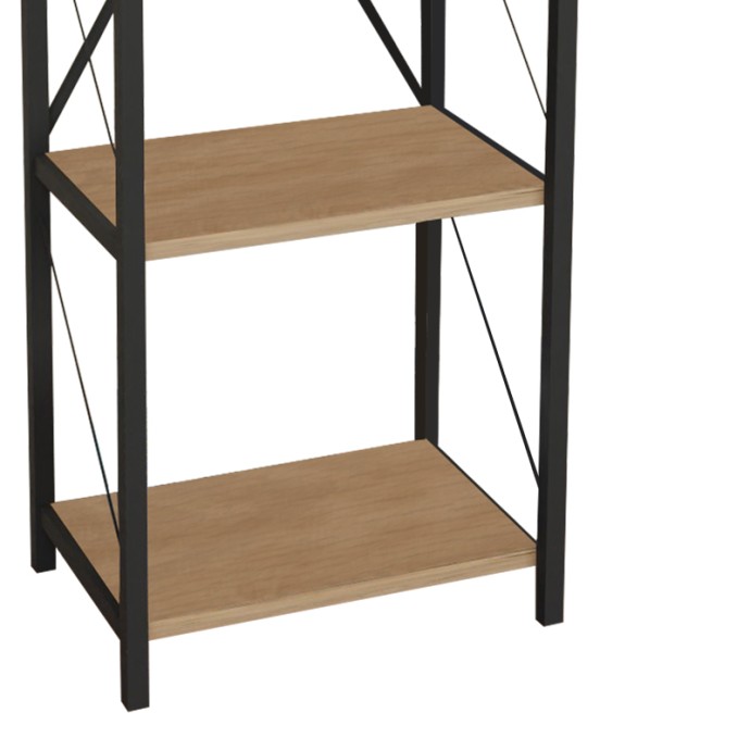 ΒΙΒΛΙΟΘΗΚΗ GLASE 40x30x150εκ OAK ΜΕΛΑΜΙΝΗΣ-ΜΑΥΡΟ ΜΕΤΑΛΛΟ 