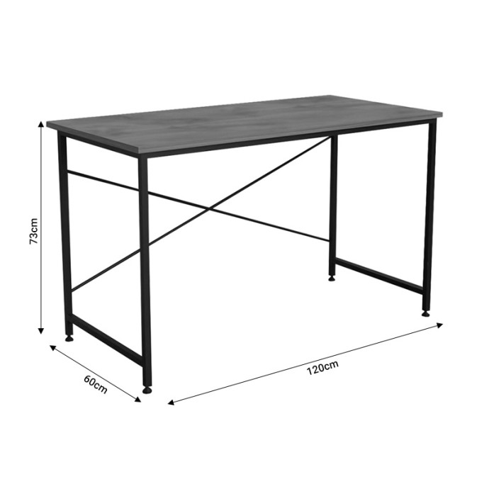 KARVEM ΓΡΑΦΕΙΟ ΕΡΓΑΣΙΑΣ 120x60x73εκ ΑΝΘΡΑΚΙ ΜΕΛΑΜΙΝΗΣ-ΜΑΥΡΟ ΜΕΤΑΛΛΟ