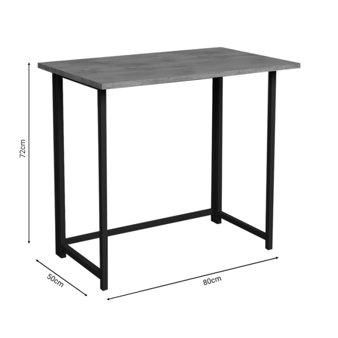 ΓΡΑΦΕΙΟ ΕΡΓΑΣΙΑΣ ΠΤΥΣΣΟΜΕΝΟ THOX 80x50x72εκ OAK ΜΕΛΑΜΙΝΗΣ-ΜΑΥΡΟ ΜΕΤΑΛΛΟ 