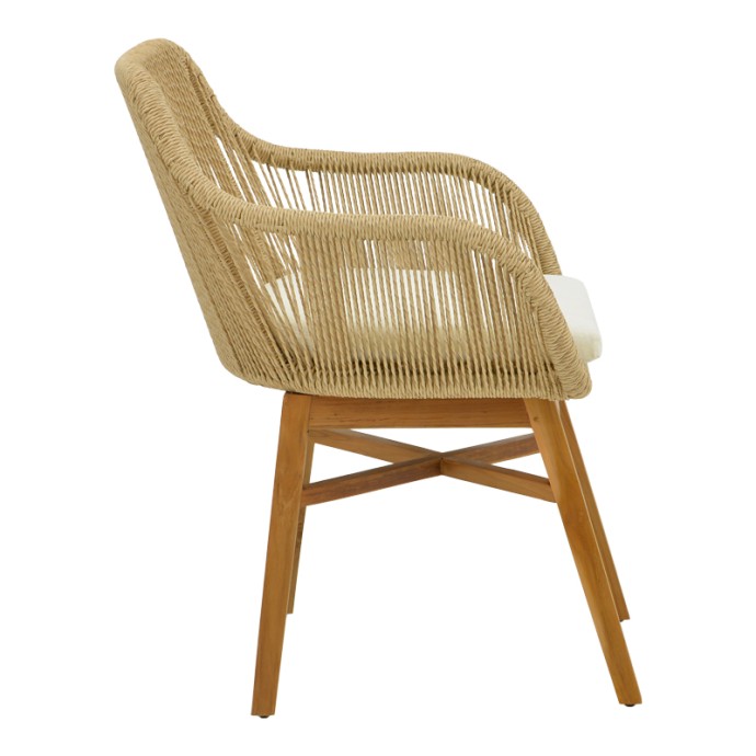ΠΟΛΥΘΡΟΝΑ KALIE 60X61X80ΕΚ TEAK ΞΥΛΟ ΚΑΙ PE ΣΧΟΙΝΙ ΣΕ ΦΥΣΙΚΗ-ΜΠΕΖ ΑΠΟΧΡΩΣΗ ΜΕ ΜΑΞΙΛΑΡΙ 