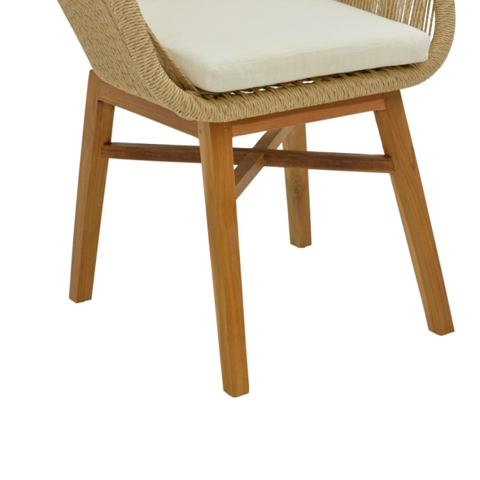 ΠΟΛΥΘΡΟΝΑ KALIE 60X61X80ΕΚ TEAK ΞΥΛΟ ΚΑΙ PE ΣΧΟΙΝΙ ΣΕ ΦΥΣΙΚΗ-ΜΠΕΖ ΑΠΟΧΡΩΣΗ ΜΕ ΜΑΞΙΛΑΡΙ 