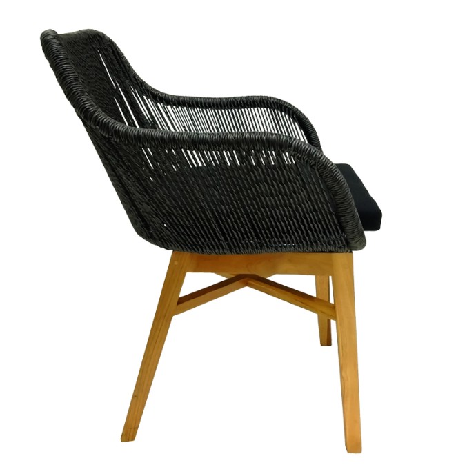 ΠΟΛΥΘΡΟΝΑ KALIE 60X61X80ΕΚ TEAK ΞΥΛΟ ΚΑΙ ΣΥΝΘΕΤΙΚΟ ΣΧΟΙΝΙ ΣΕ ΦΥΣΙΚΗ-ΜΑΥΡΗ ΑΠΟΧΡΩΣΗ ΜΕ ΜΑΞΙΛΑΡΙ 