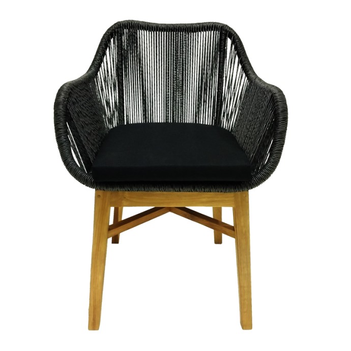 ΠΟΛΥΘΡΟΝΑ KALIE 60X61X80ΕΚ TEAK ΞΥΛΟ ΚΑΙ ΣΥΝΘΕΤΙΚΟ ΣΧΟΙΝΙ ΣΕ ΦΥΣΙΚΗ-ΜΑΥΡΗ ΑΠΟΧΡΩΣΗ ΜΕ ΜΑΞΙΛΑΡΙ 