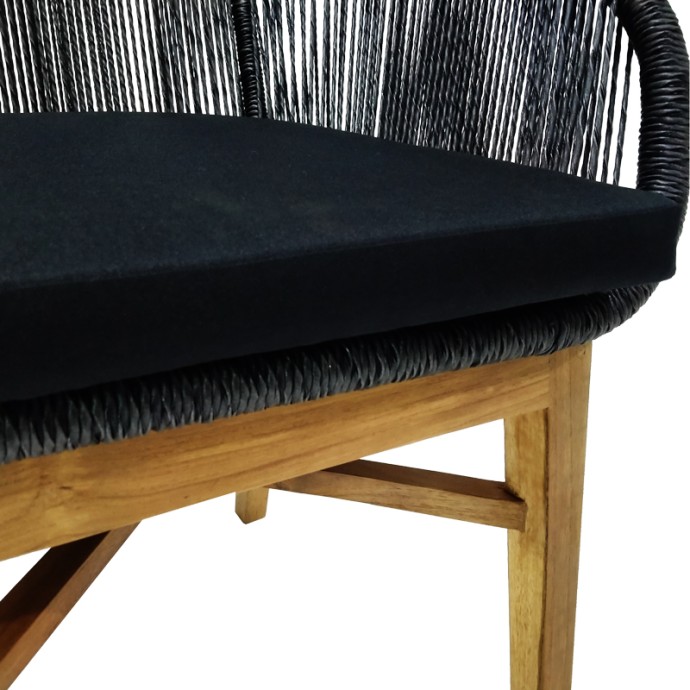ΠΟΛΥΘΡΟΝΑ KALIE 60X61X80ΕΚ TEAK ΞΥΛΟ ΚΑΙ ΣΥΝΘΕΤΙΚΟ ΣΧΟΙΝΙ ΣΕ ΦΥΣΙΚΗ-ΜΑΥΡΗ ΑΠΟΧΡΩΣΗ ΜΕ ΜΑΞΙΛΑΡΙ 